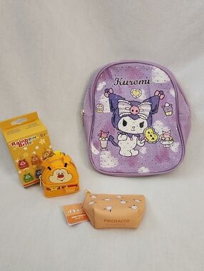 Loungefly Rainbow Brite Backpack Bagcharm w/ "Kuromi" Backpack & Pochacco Pouch